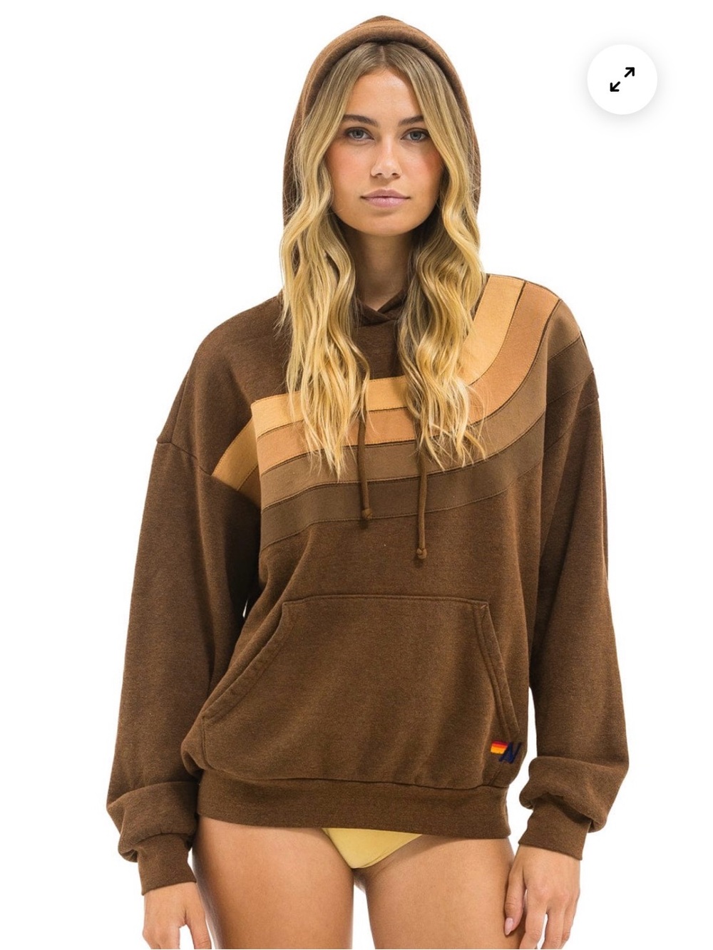 Aviator Nation Brown Hoodie with stripes XS AND Brown wide leg sweatpants Small - Picture 2 of 9